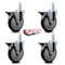 Service Caster 5'' Black Poly Wheel Swivel 7/8'' Square Stem Caster Set with Brake, 4PK SCC-SQ20S514-PPUB-BLK-PLB-78-4 - alternate 2